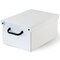 Lavatelli: Storage Box: Small - White - Lid & Side Handles, Decorative Cardboard Organizer, Stacks-Folds, Home-Clothes-Toys-Office, 13.8 x 9.8 x 6.9"